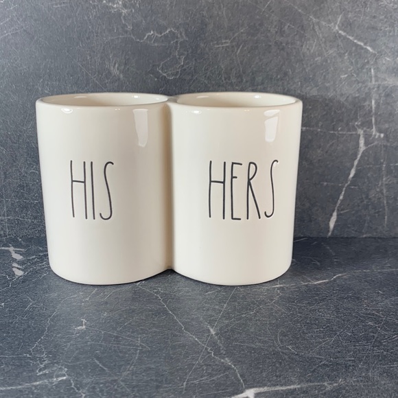 Rae Dunn Other - Rae Dunn Ceramic cream color HIS HERS cup for brushes
